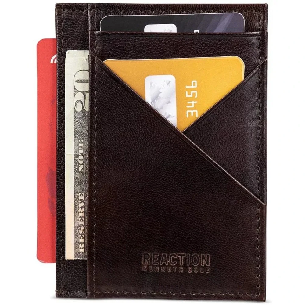 Kenneth Cole Reaction Mens Wallet Brown‎ Leather RFID Protection